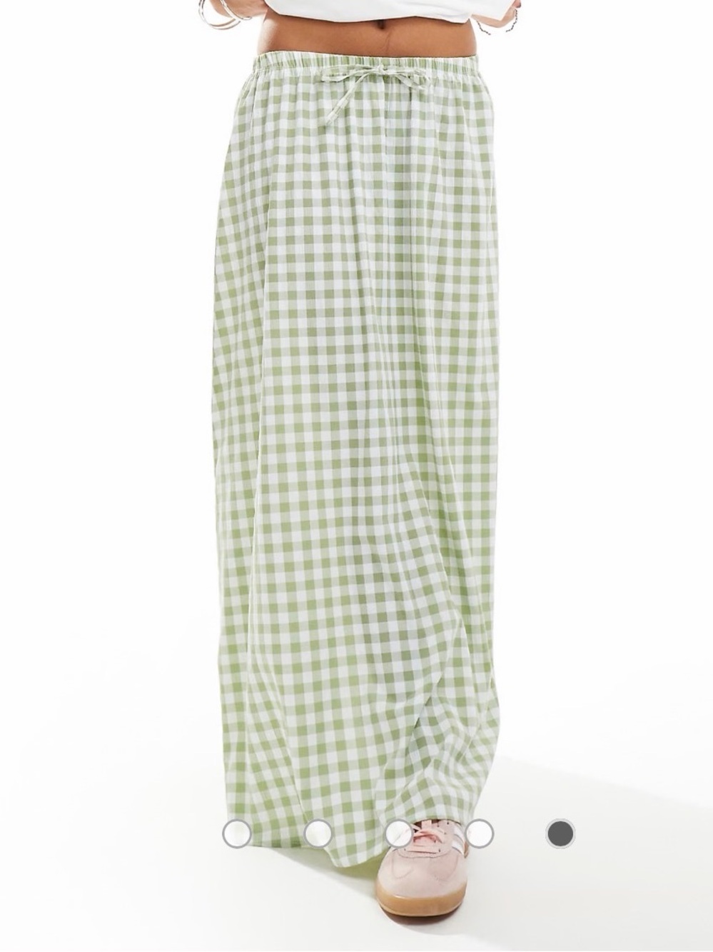 Miss Selfridge / ASOS Sage Green and White Gingham Cottagecore Maxi Skirt